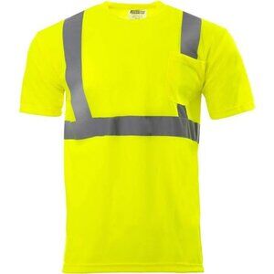 Safety Shirt High Visibility Reflective Short Sleeve with Front Pocket ANSI Clas